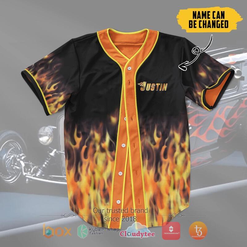 Personalized Hot Rod Flame Blowing Baseball Jersey 1 2 3 4 5 6 7 8 9 10