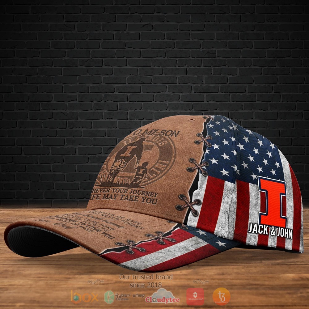 Personalized To My Son Illinois Fighting Illini Custom hat Cap 2 Personalized Illinois Fighting Illini To My Son Custom Cap 1