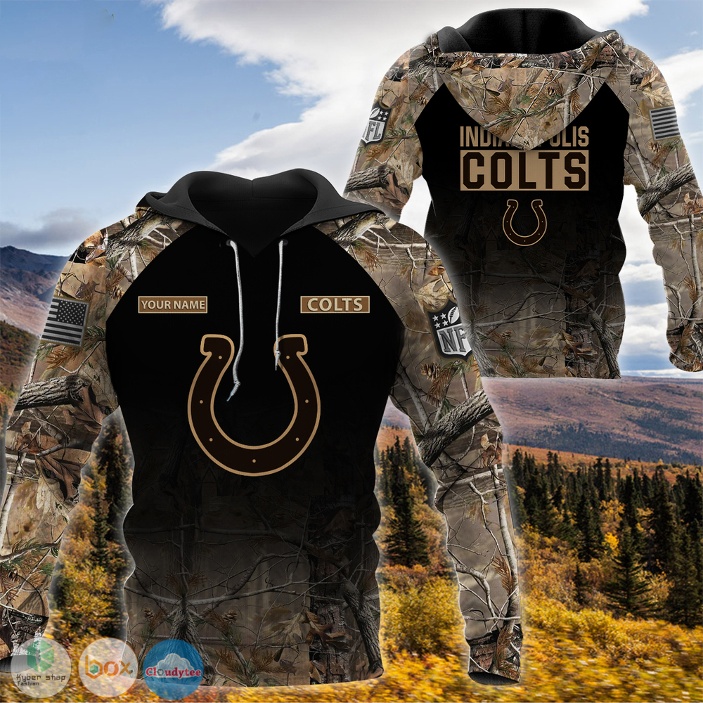 Personalized Indianapolis Colts NFL hunting camo custom 3d shirt hoodie