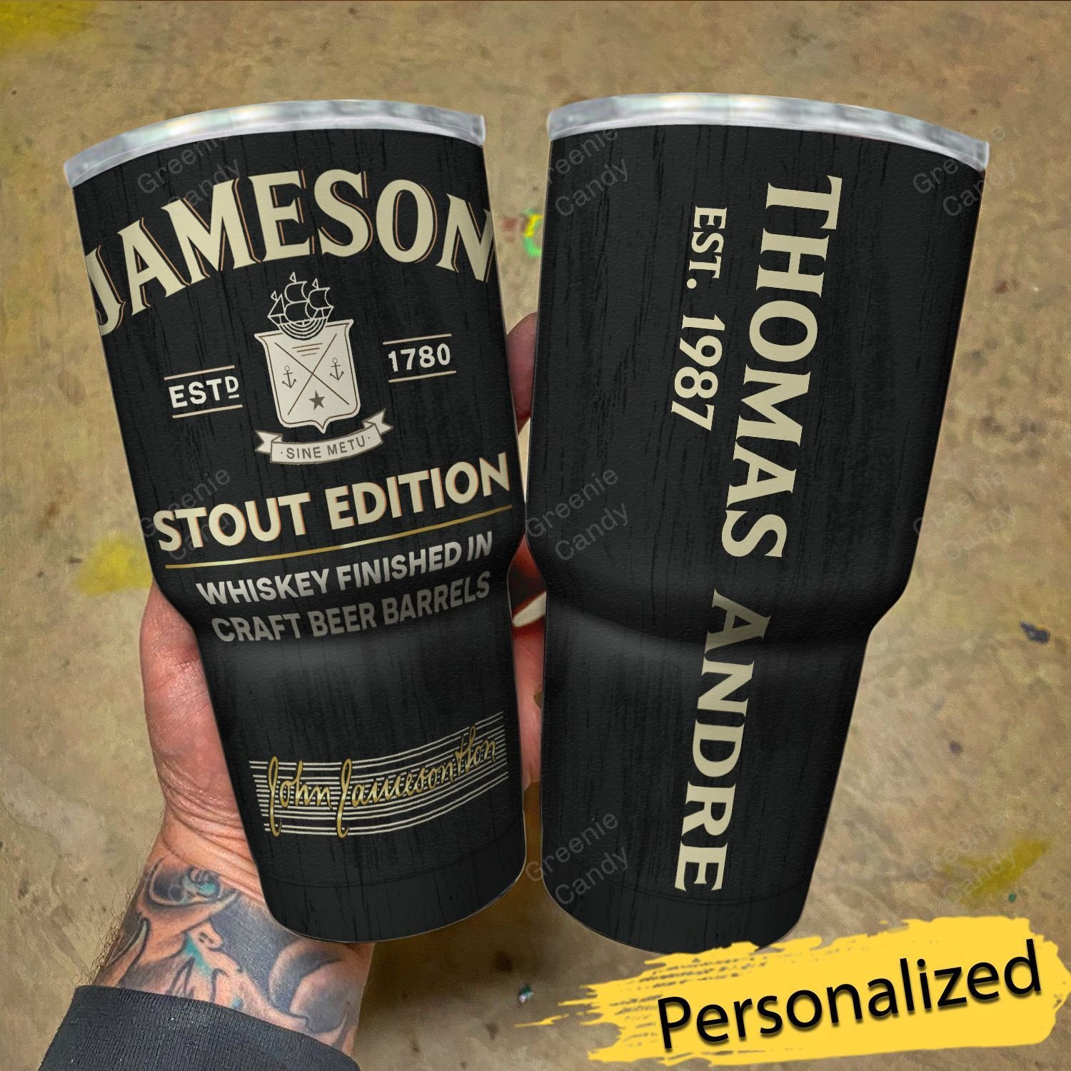 Personalized Jameson Stout Edition Whiskey Tumbler 5 Personalized Jameson Stout Edition Whiskey Tumbler