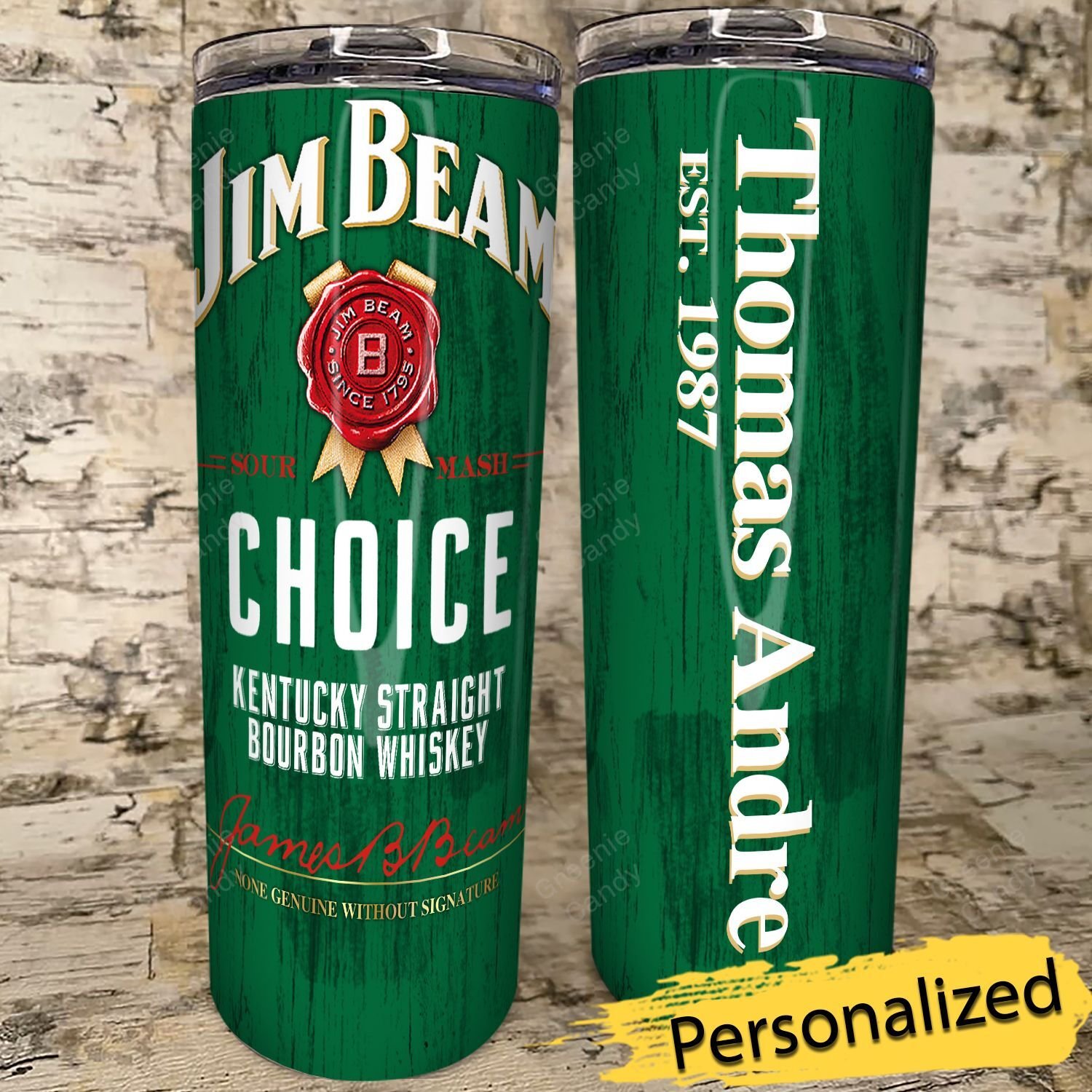 Personalized Jim Beam Choice Bourbon Whiskey Skinny Tumbler