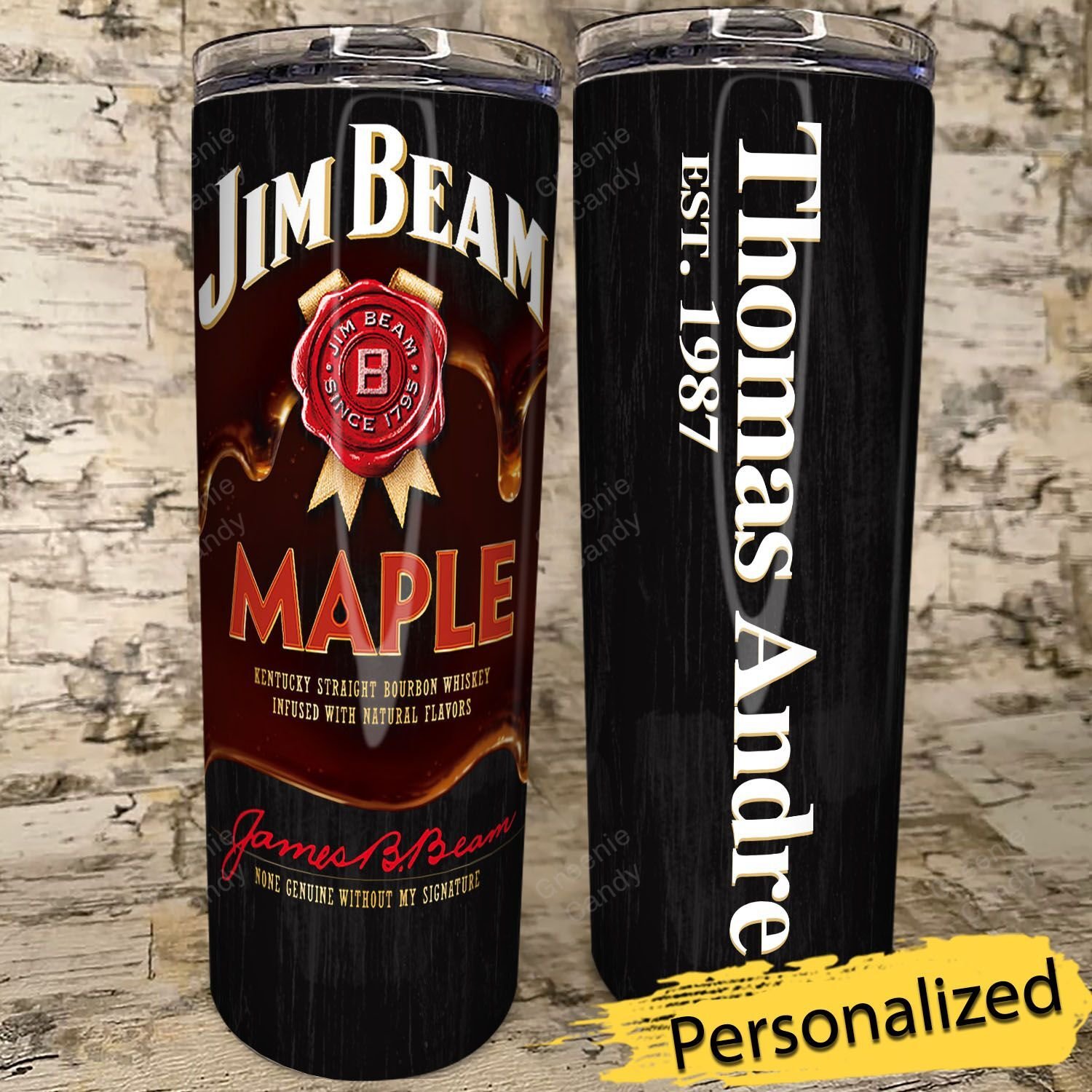 Personalized Jim Beam Maple Street Whiskey Skinny Tumbler