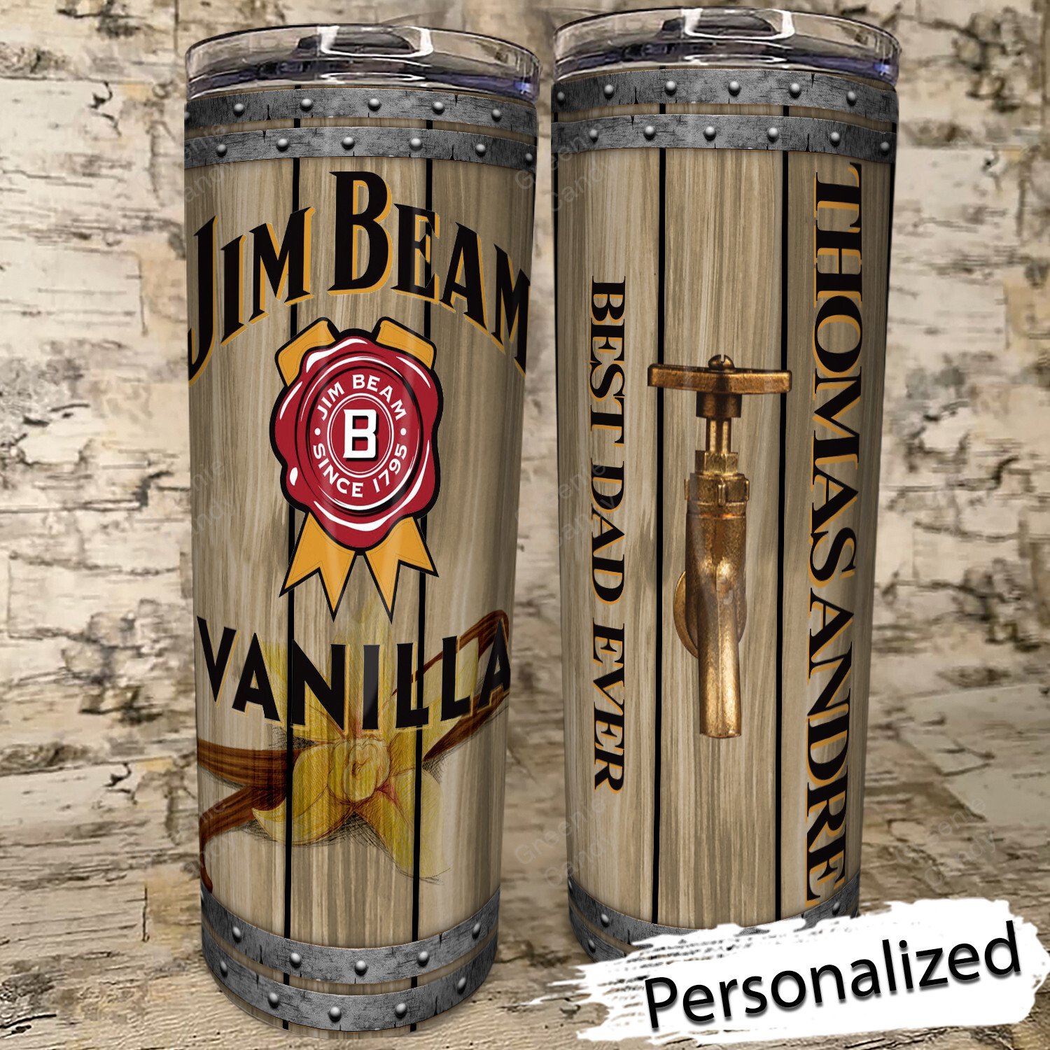 Personalized Jim Beam Vanilla Whiskey Skinny Tumbler