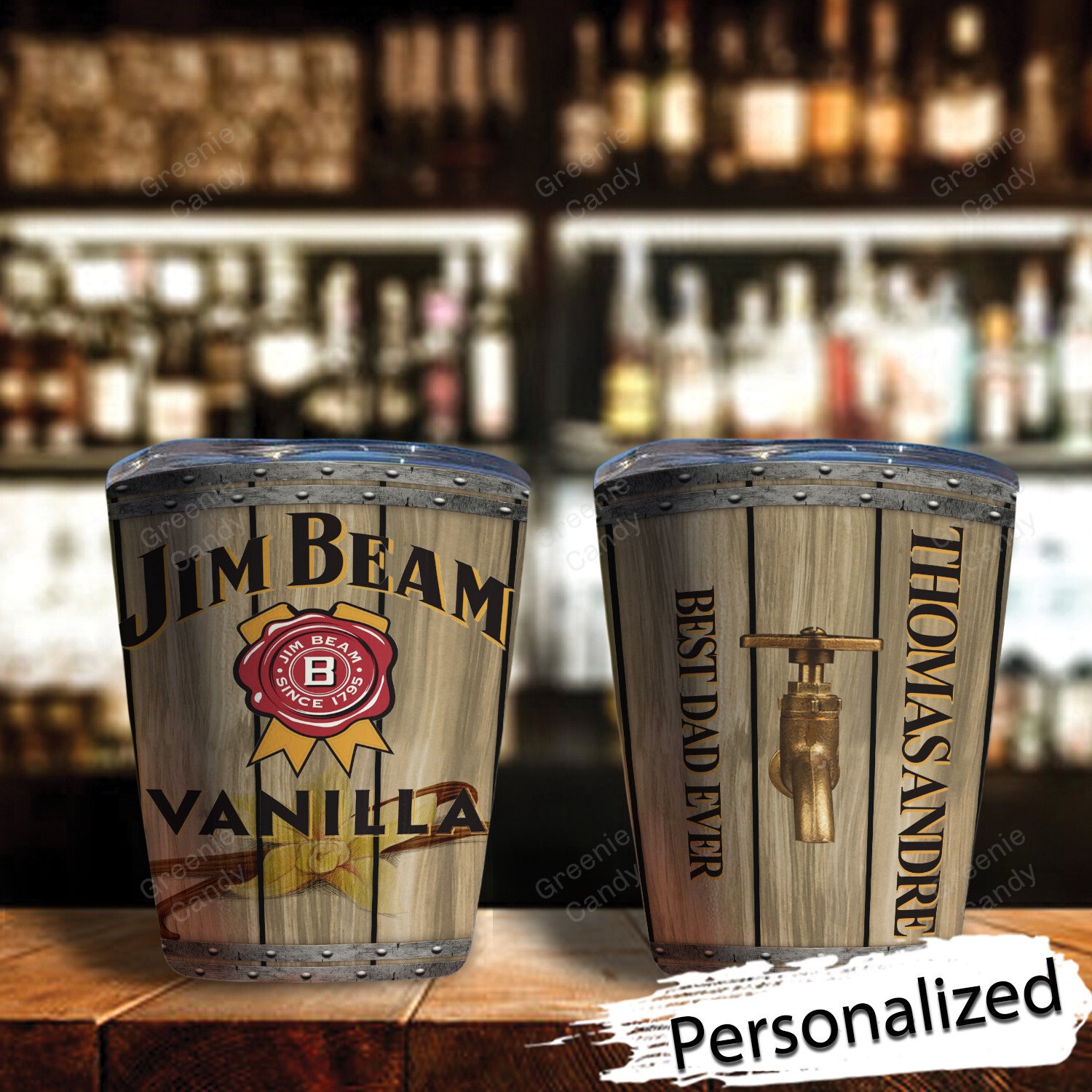 Personalized Jim Beam Vanilla Whiskey Tumbler 2 Personalized Jim Beam Vanilla Whiskey Tumbler 1