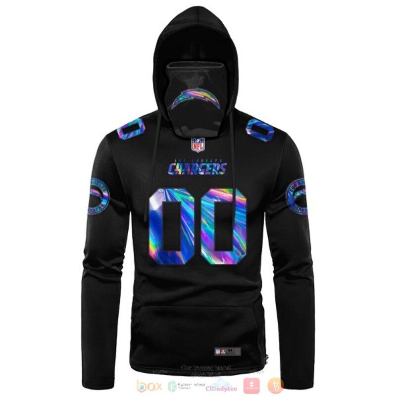 Personalized Los Angeles Chargers black hologram NFL custom 3d hoodie mask 1