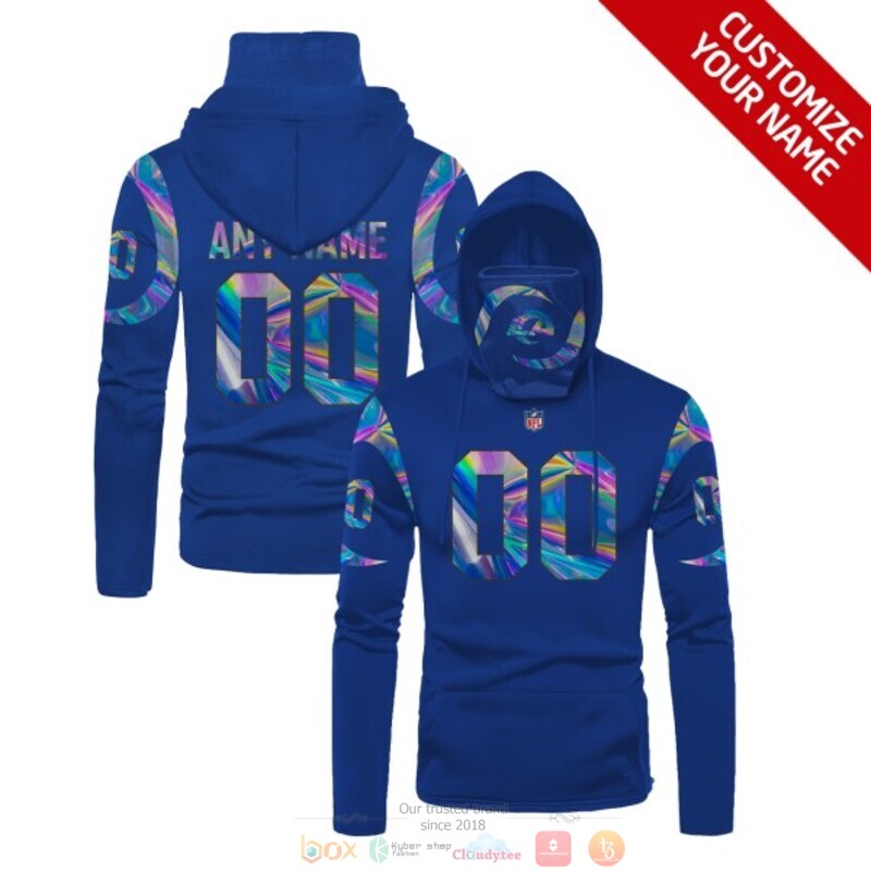 Personalized Los Angeles Rams NFL blue hologram custom 3d hoodie mask