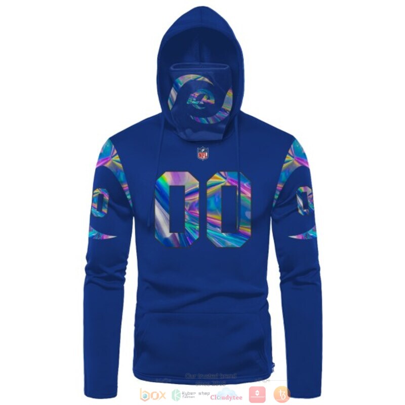 Personalized Los Angeles Rams NFL blue hologram custom 3d hoodie mask 1