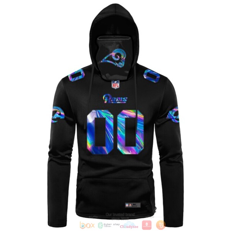 Personalized Los Angeles Rams black hologram NFL custom 3d hoodie mask 1
