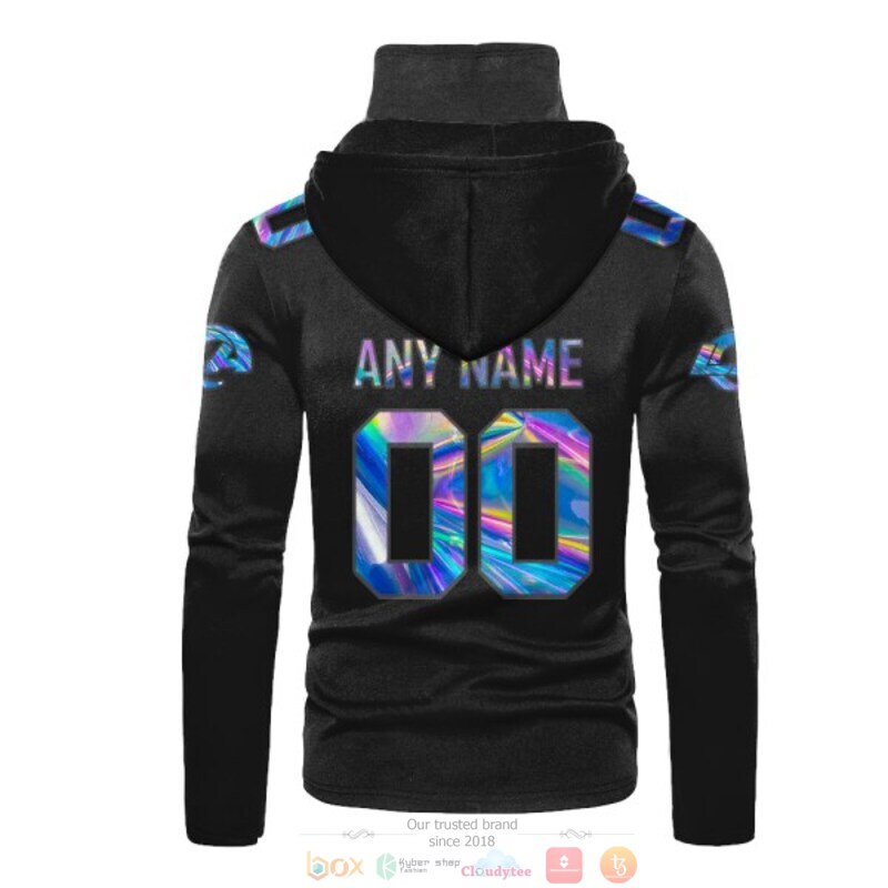 Personalized Los Angeles Rams black hologram NFL custom 3d hoodie mask 1 2