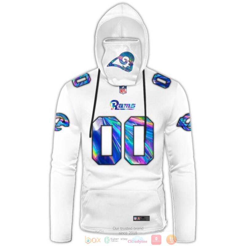 Personalized Los Angeles Rams white hologram NFL custom 3d hoodie mask 1