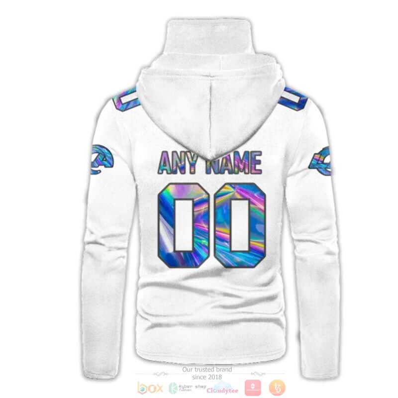 Los Angeles Rams white hologram NFL Personalized custom 3d hoodie mask 3 Personalized Los Angeles Rams white hologram NFL custom 3d hoodie mask 1 2