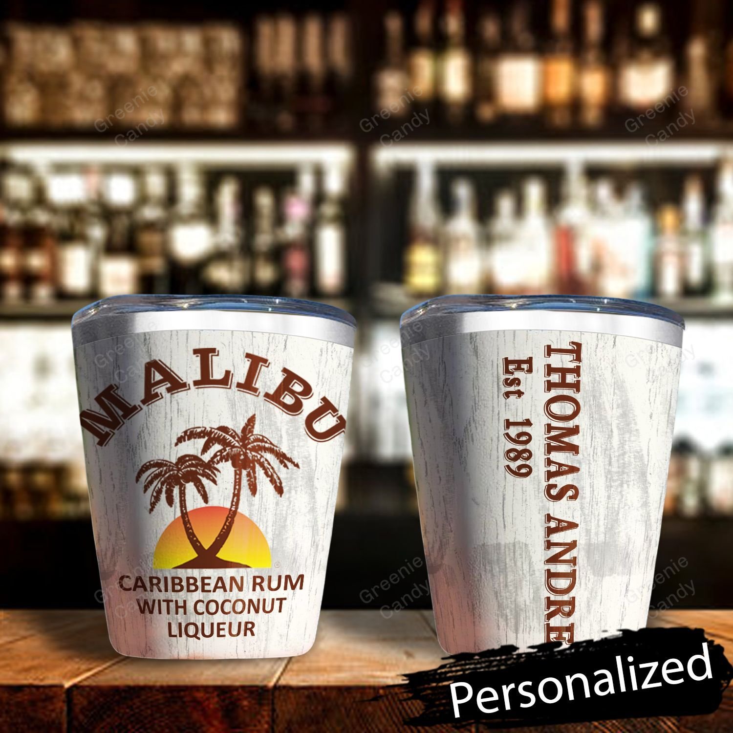 Personalized Malibu Caribbean Rum Coconut Whiskey Tumbler 2 Personalized Malibu Caribbean Rum Coconut Whiskey Tumbler 1