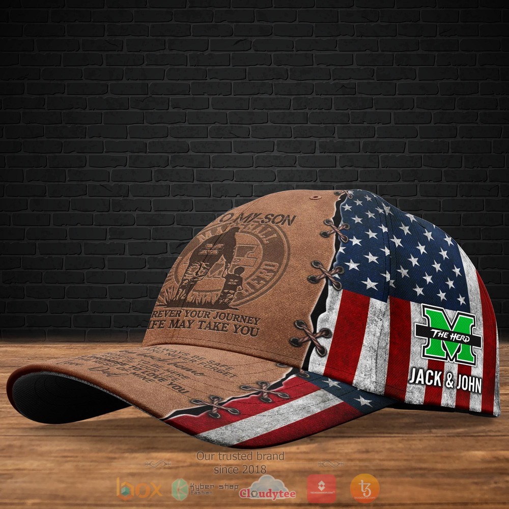 Personalized To My Son Marshall Thundering Herd Custom hat Cap 2 Personalized Marshall Thundering Herd To My Son Custom Cap 1