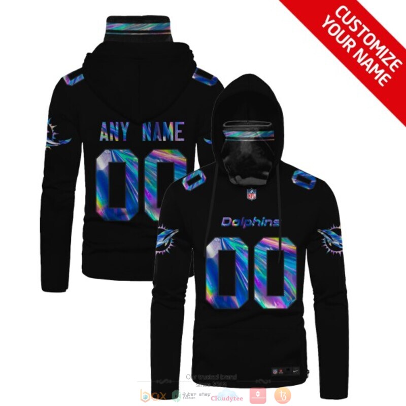 Personalized Miami Dolphins black hologram NFL custom 3d hoodie mask