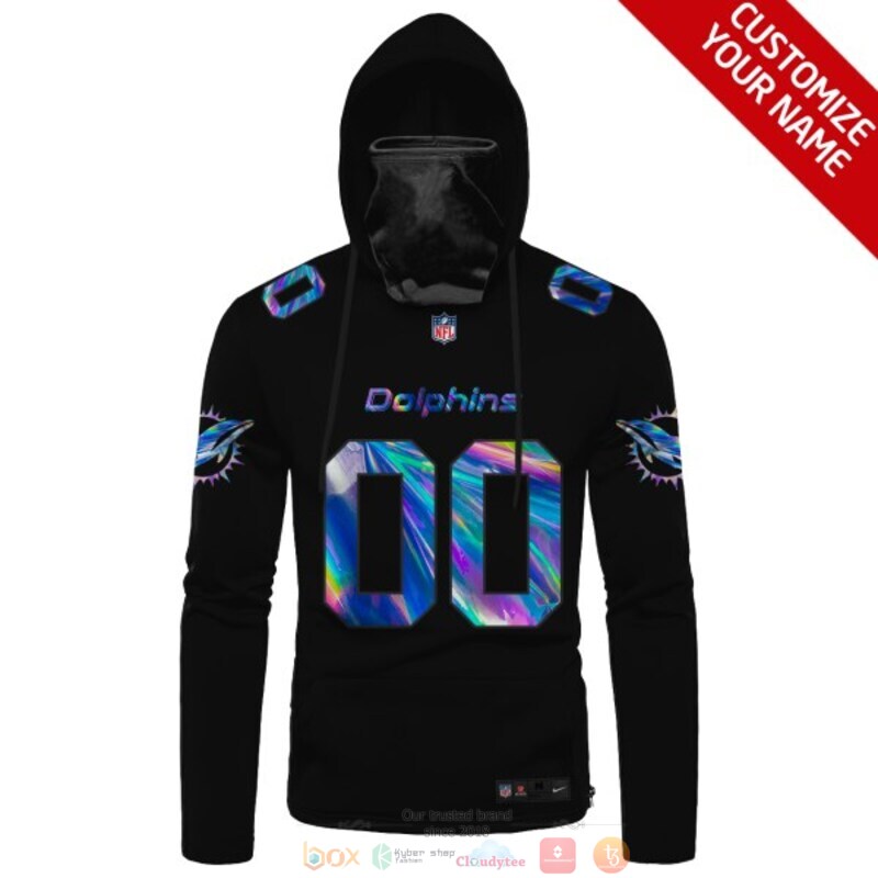 Personalized Miami Dolphins black hologram NFL custom 3d hoodie mask 1