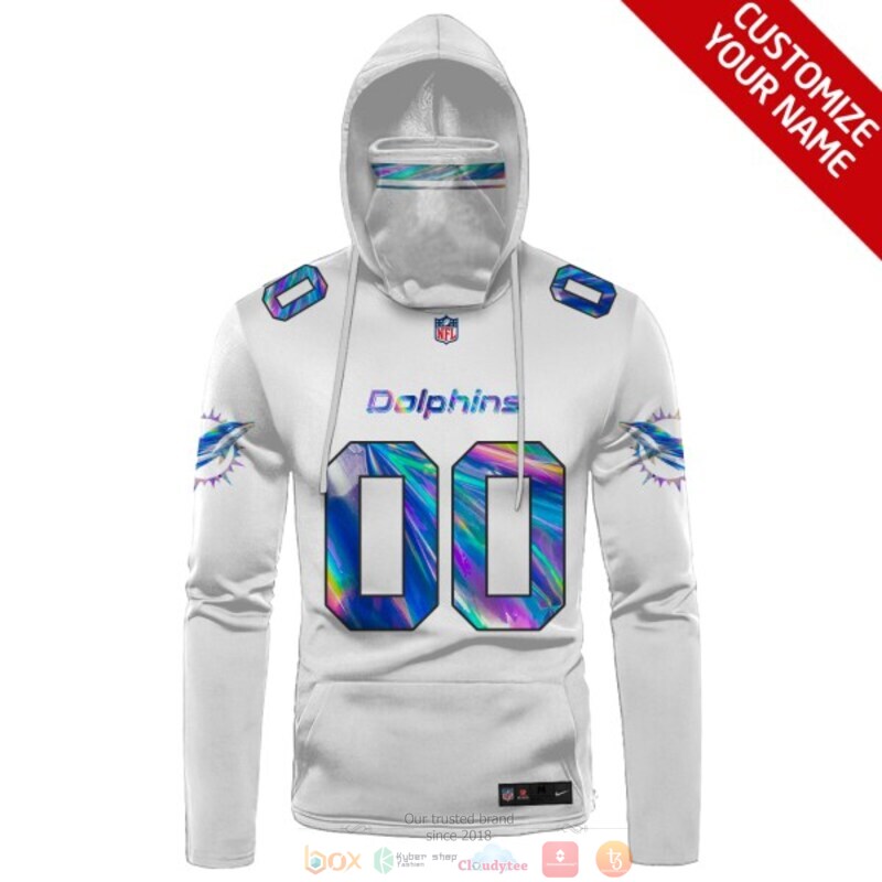 Personalized Miami Dolphins white hologram NFL custom 3d hoodie mask 1