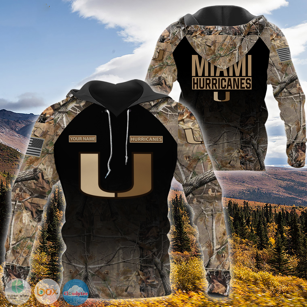Personalized Miami Hurricanes hunting camo custom 3d shirt hoodie