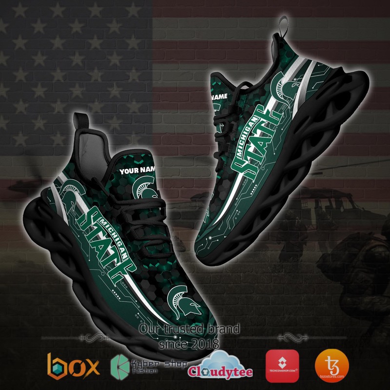 Personalized Michigan State Spartans Football Team Clunky Max Soul Shoes 1 2 3