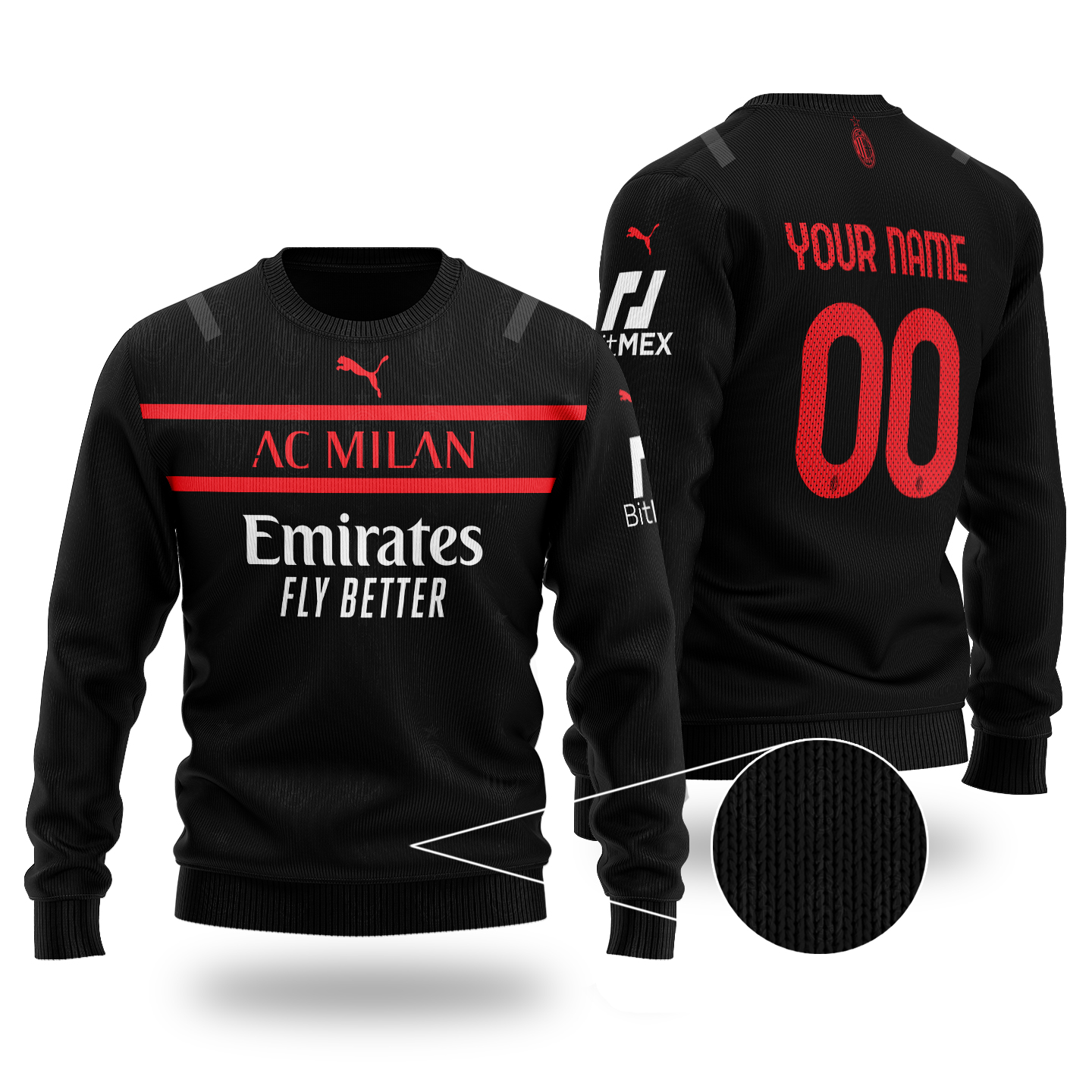 Personalized Milan Black Christmas Sweater