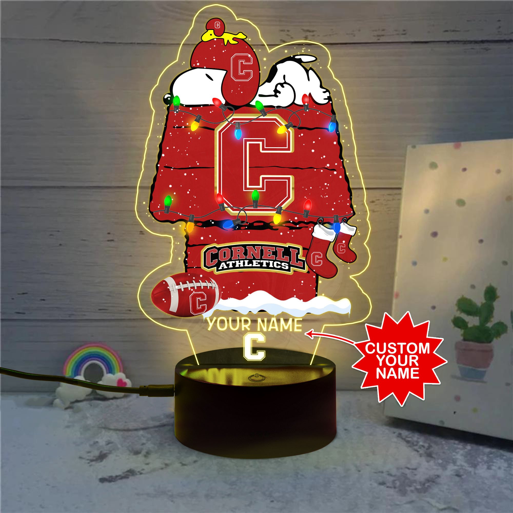 Personalized NCAA Cornell Big Red Led Lamp 1