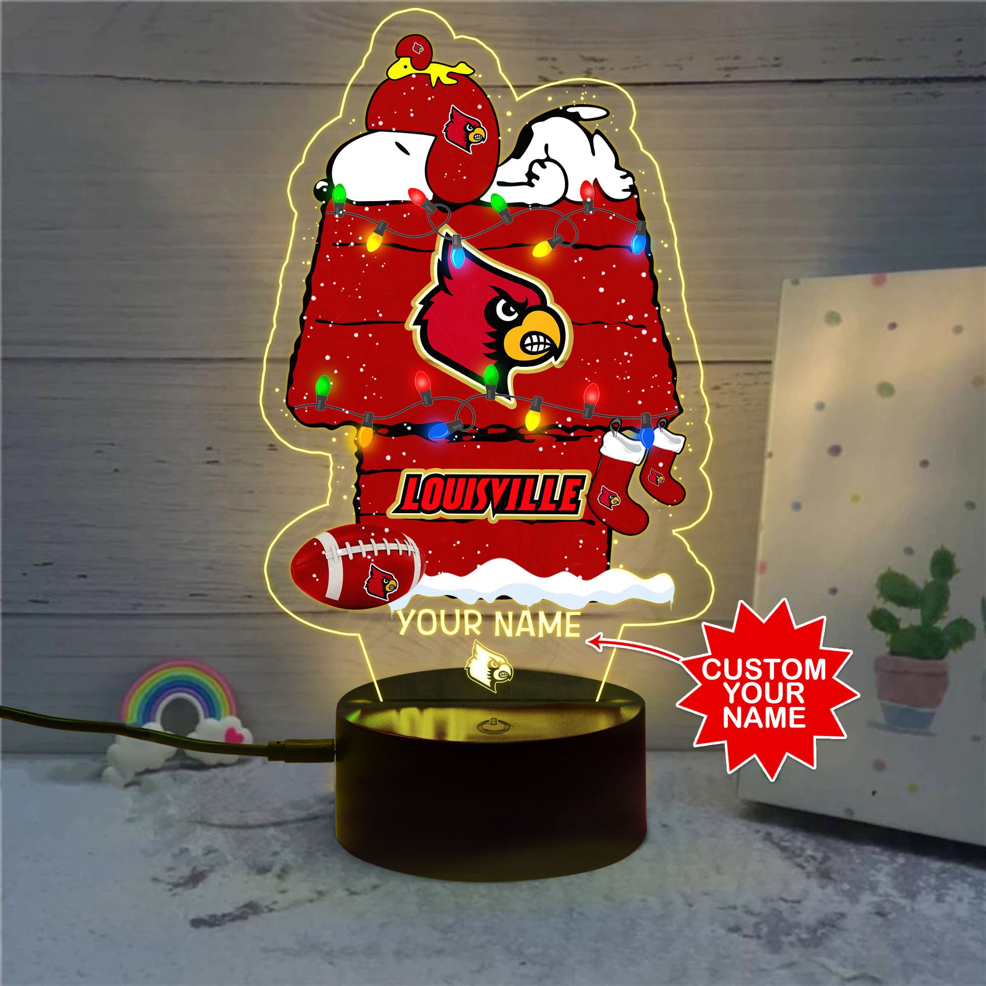 Personalized NCAA Louisville Cardinals Led Lamp 1