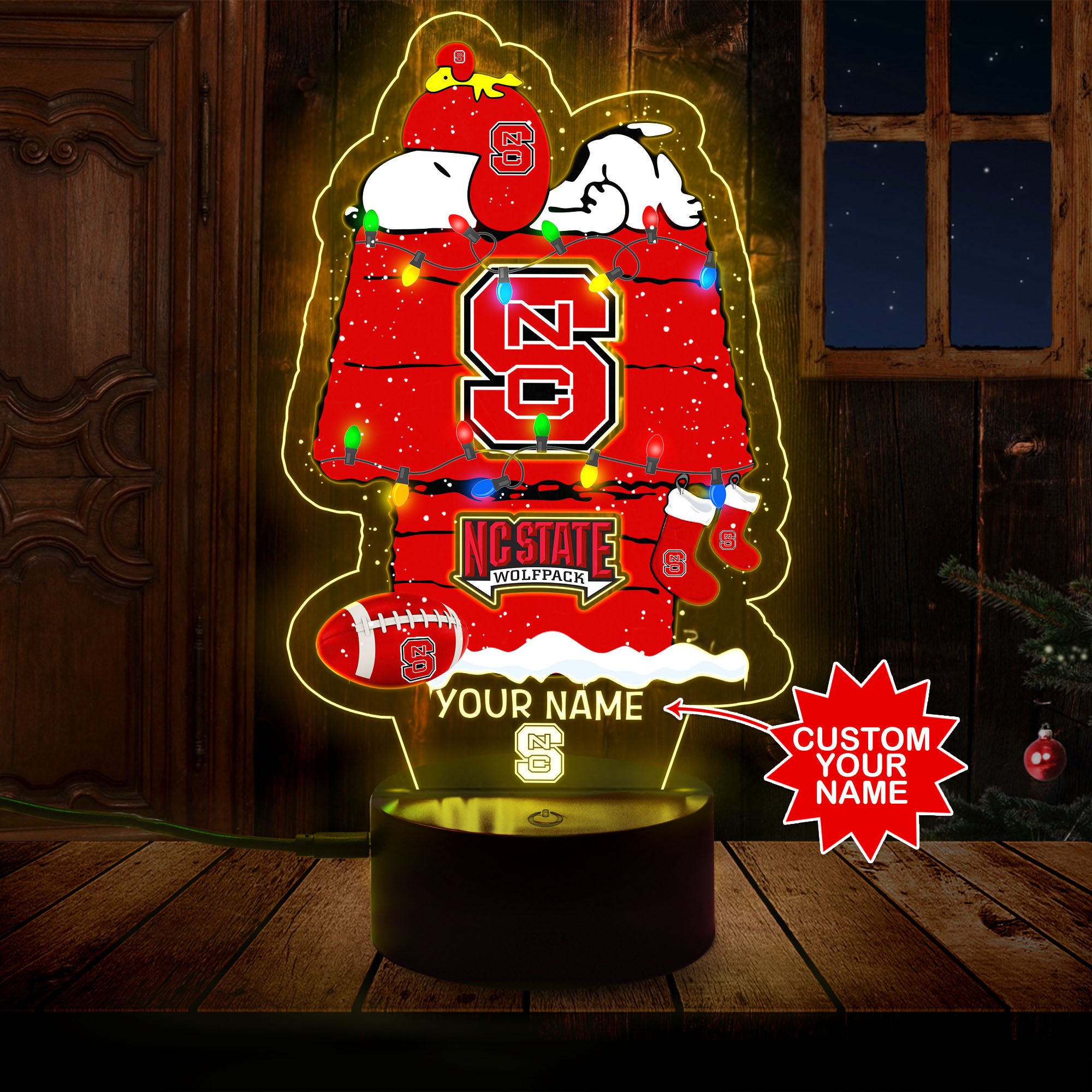Personalized Ncaa Nc State Wolfpack Led Lamp