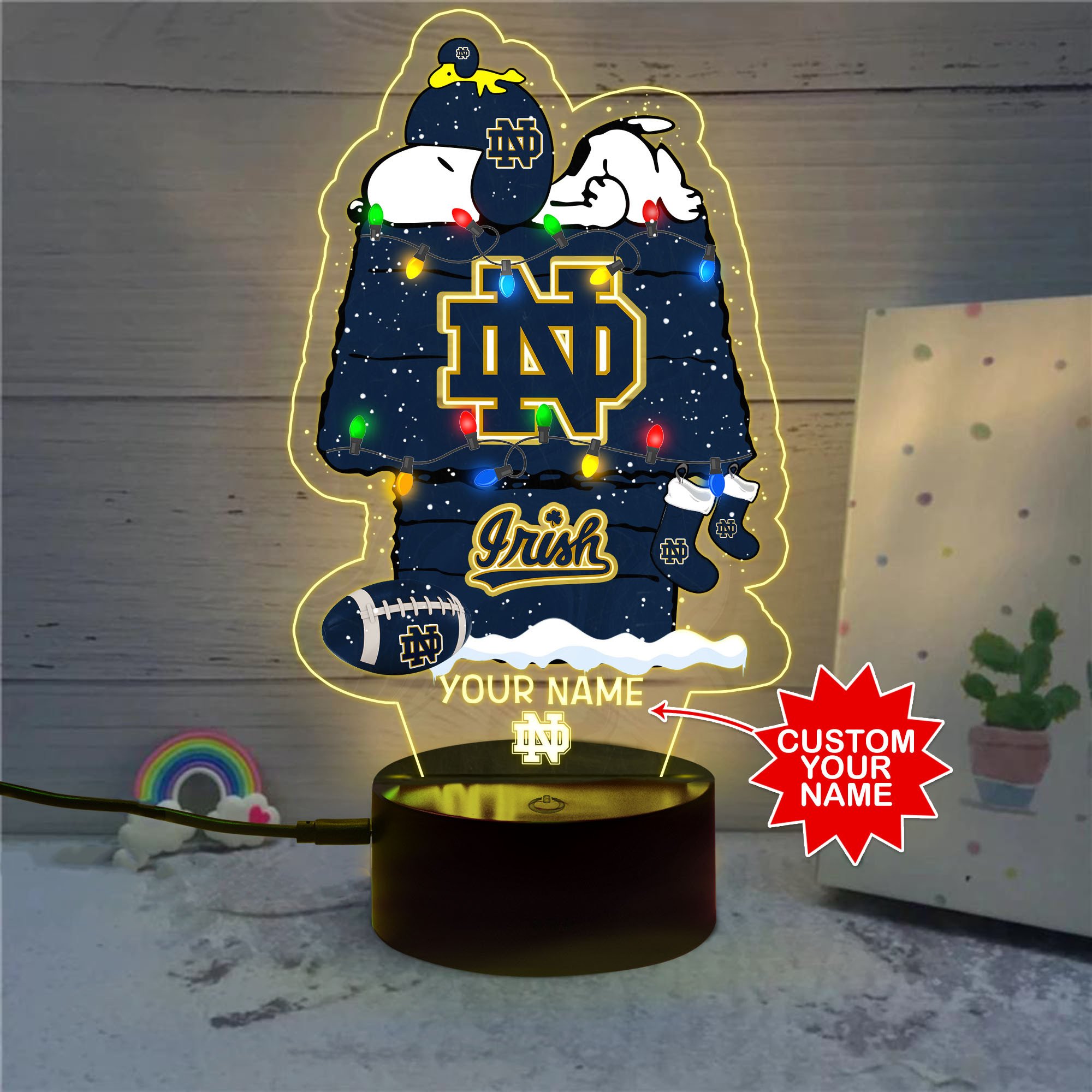Personalized NCAA Notre Dame Fighting Irish Led Lamp 1
