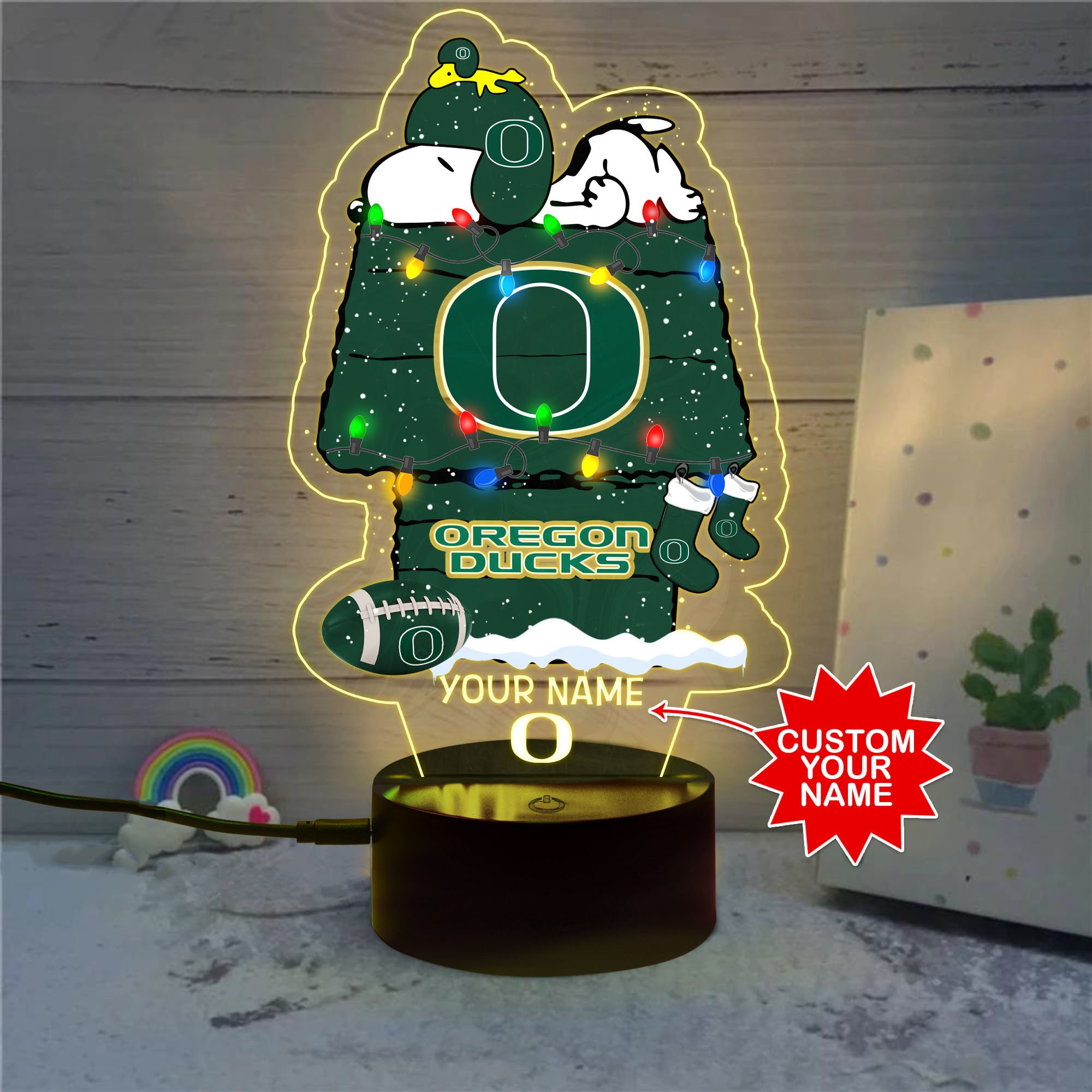 Personalized NCAA Oregon Ducks Led Lamp 1