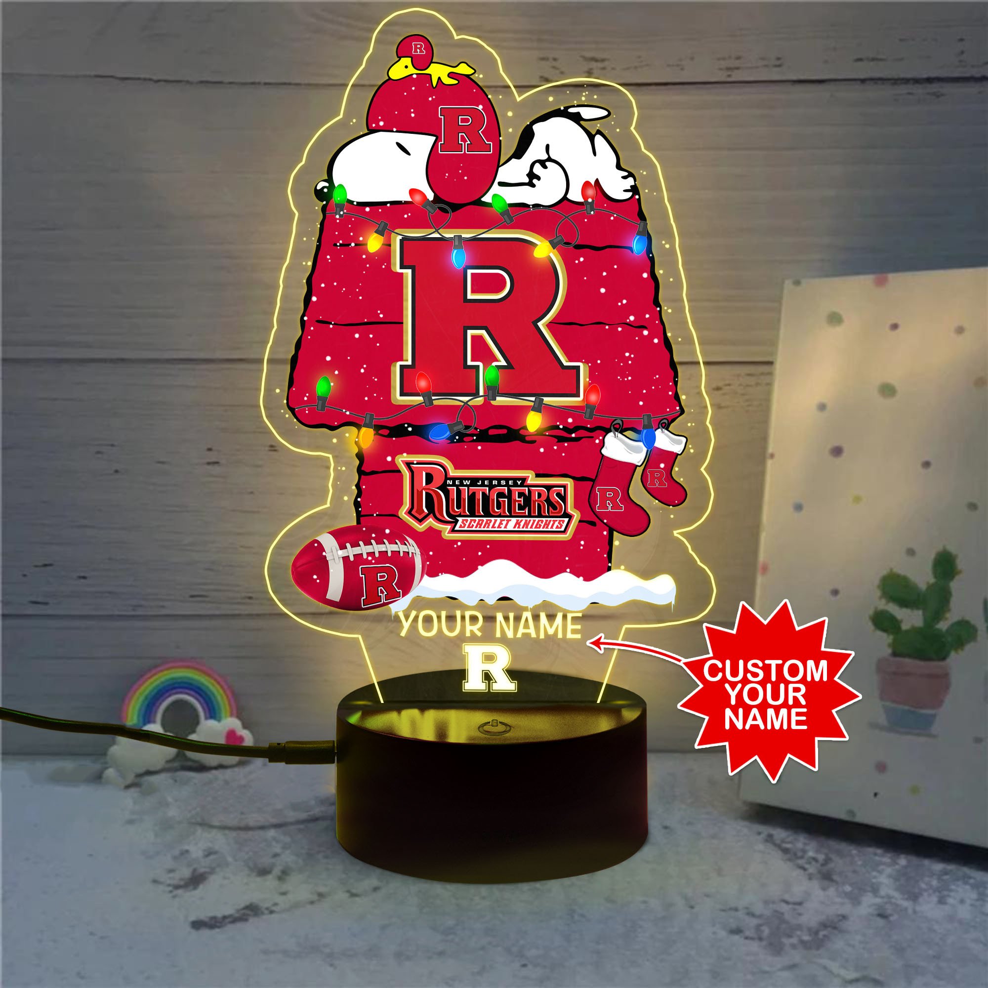 Personalized NCAA Rutgers Scarlet Knights Led Lamp 1