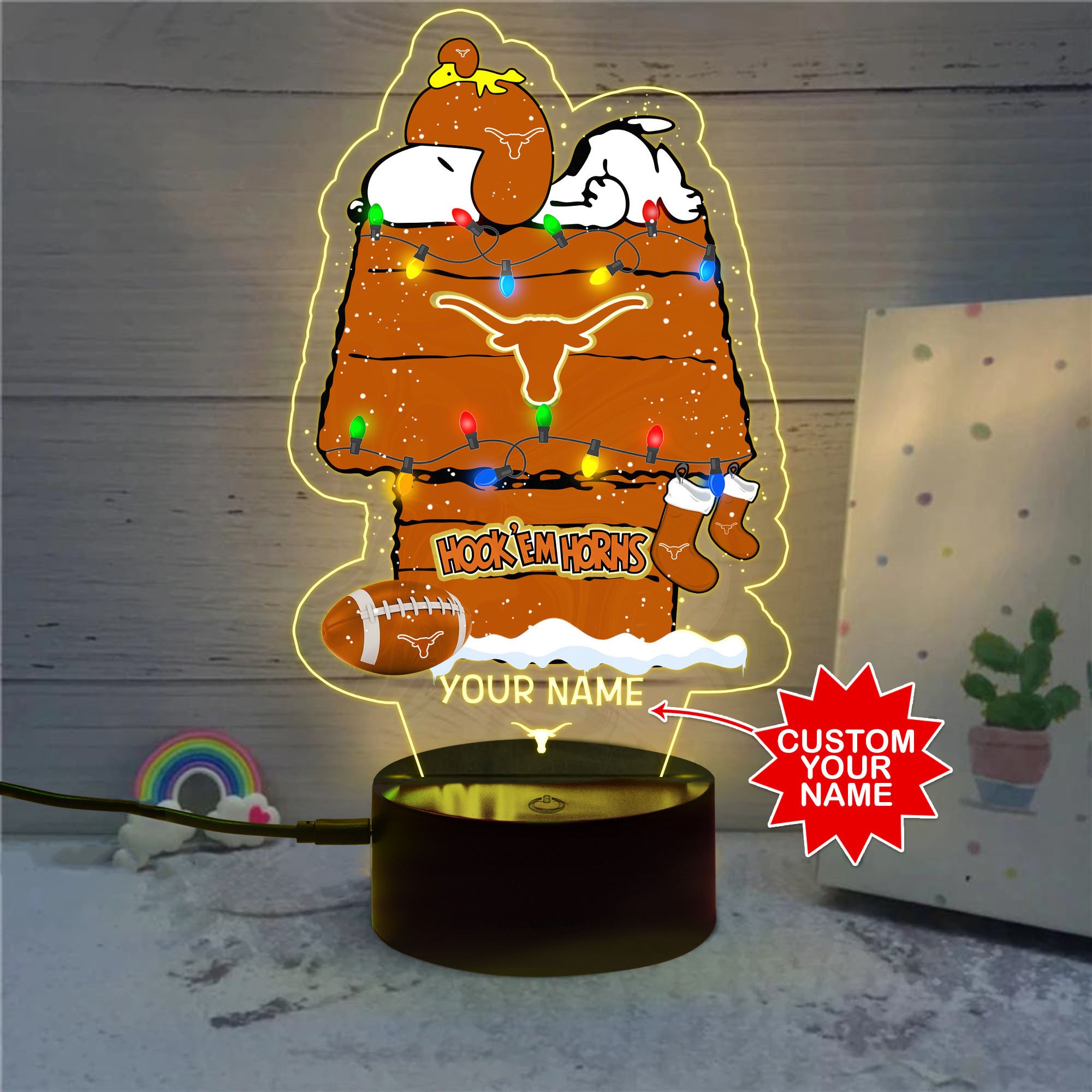 Personalized NCAA Texas Longhorns Led Lamp 1