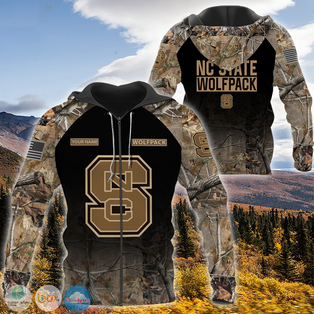 Personalized NC State Wolfpack hunting camo custom 3d shirt hoodie 1 2 3 4