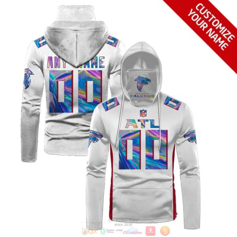 Personalized NFL Atlanta Falcons white hologram custom 3d hoodie mask