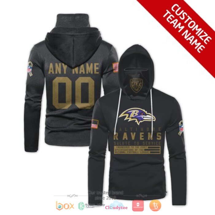 Personalized NFL Baltimore Ravens Black 3d hoodie mask