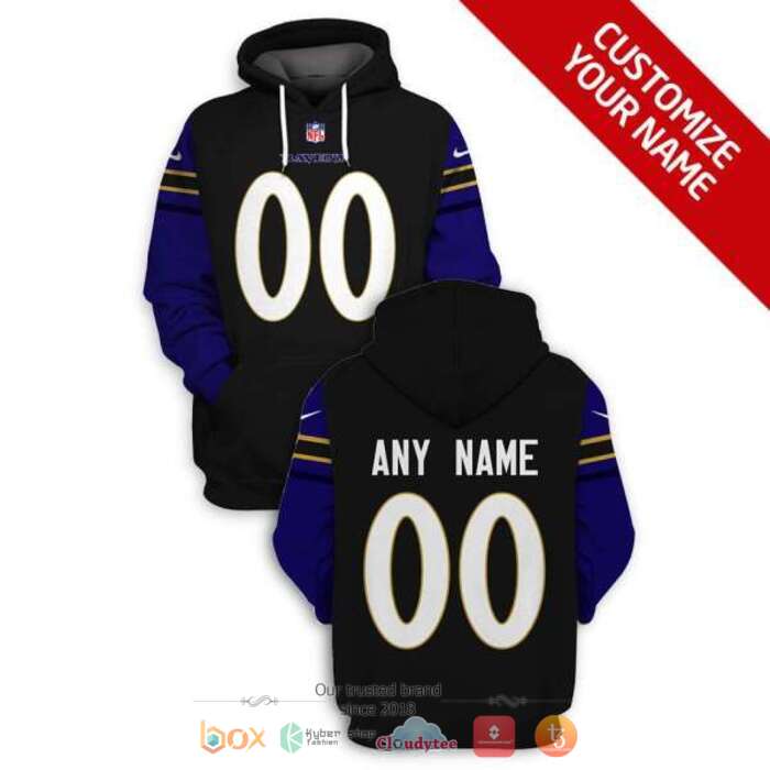 Personalized NFL Baltimore Ravens Dark Blue 3d shirt hoodie