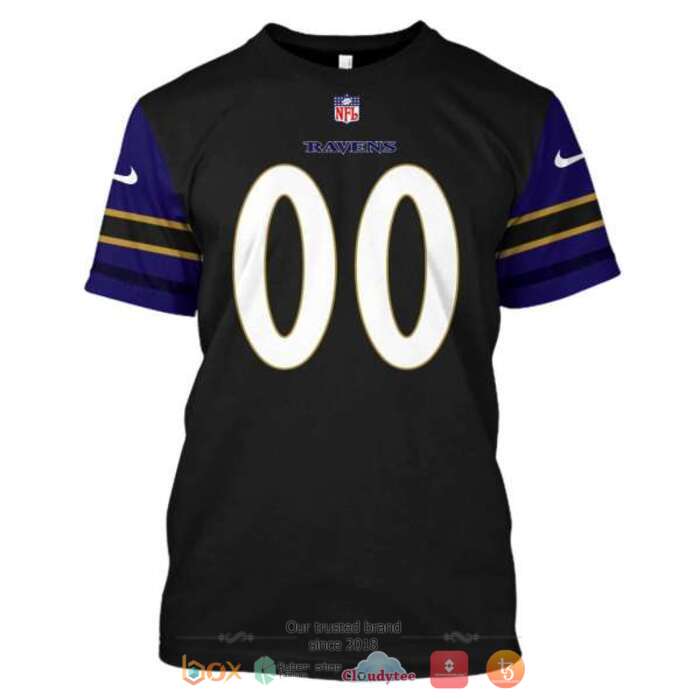Personalized NFL Baltimore Ravens Dark Blue 3d shirt hoodie 1 2 3 4 5 6