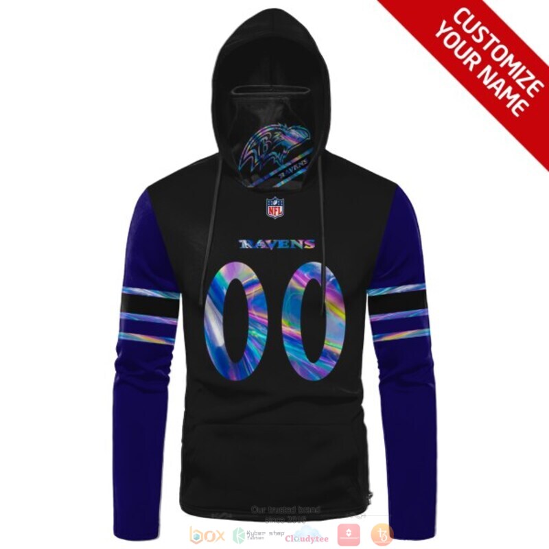 Personalized NFL Baltimore Ravens black purple custom 3d hoodie mask 1