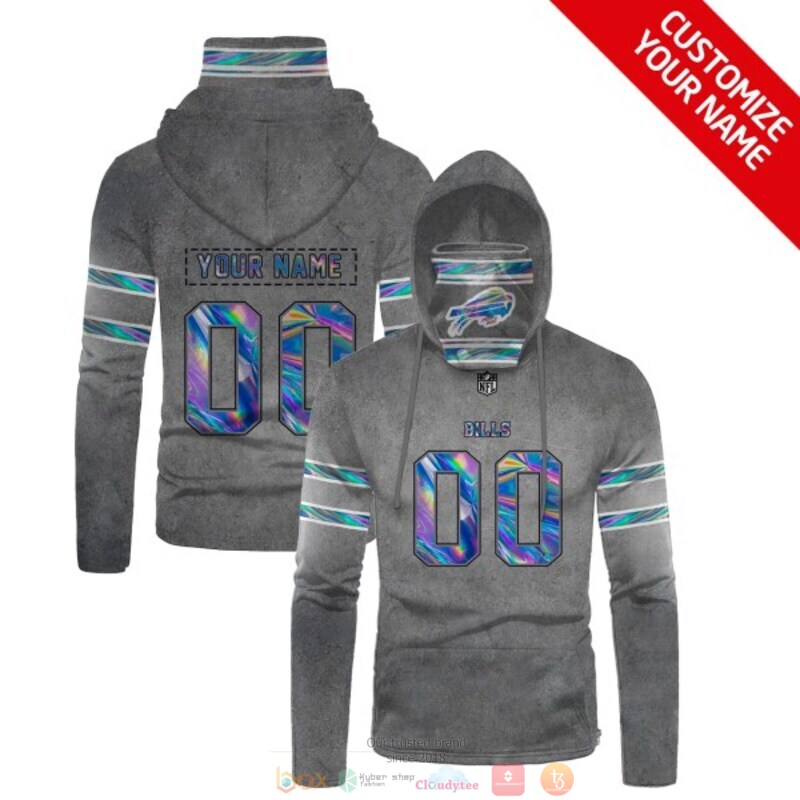 Personalized NFL Buffalo Bills grey custom 3d hoodie mask