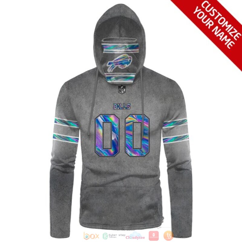Personalized NFL Buffalo Bills grey custom 3d hoodie mask 1