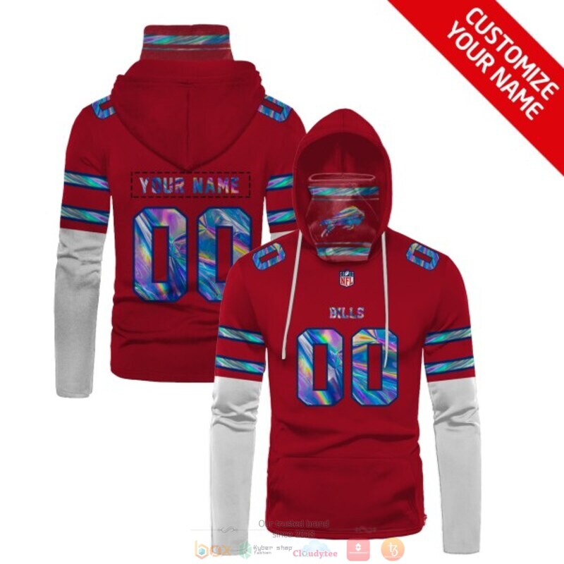 Personalized NFL Buffalo Bills red white custom 3d hoodie mask