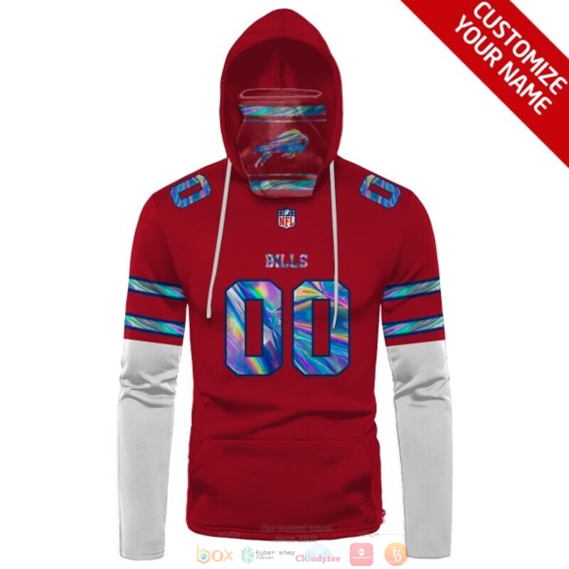Personalized NFL Buffalo Bills red white custom 3d hoodie mask 1