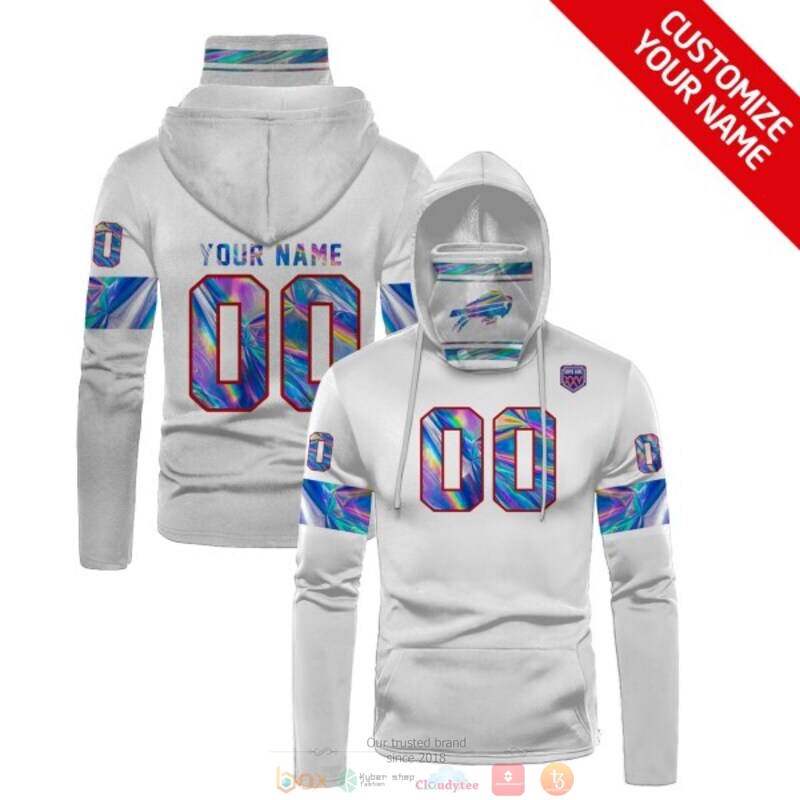 Personalized NFL Buffalo Bills white custom 3d hoodie mask