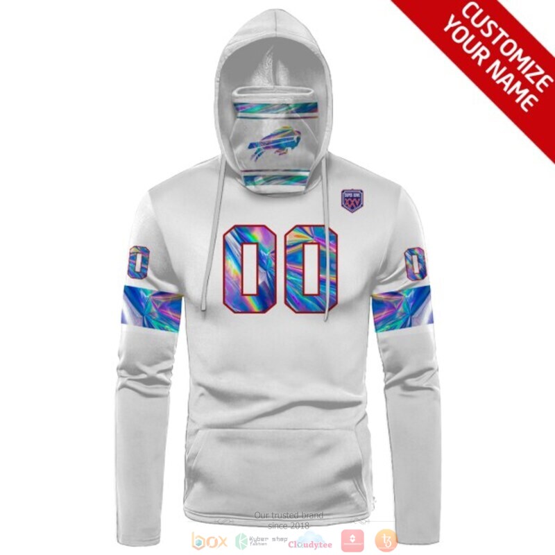 Personalized NFL Buffalo Bills white custom 3d hoodie mask 1