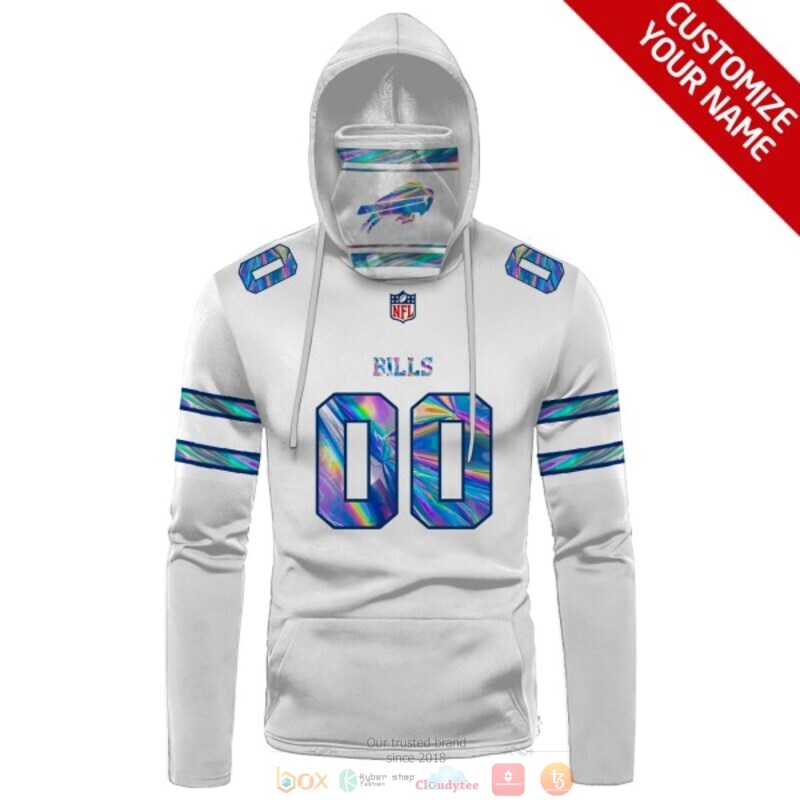Personalized NFL Buffalo Bills white hologram custom 3d hoodie mask 1