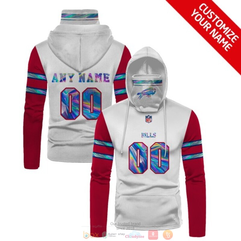 Personalized NFL Buffalo Bills white red custom 3d hoodie mask