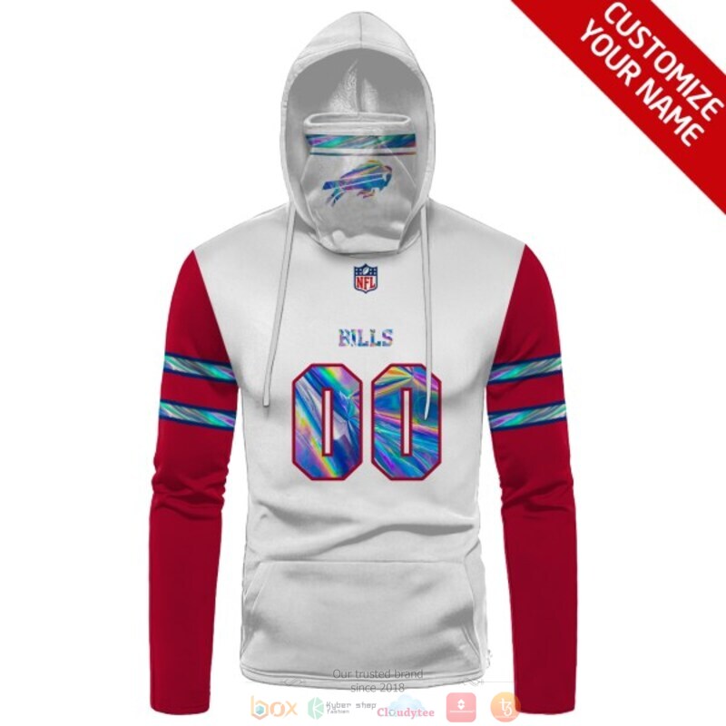 Personalized NFL Buffalo Bills white red custom 3d hoodie mask 1