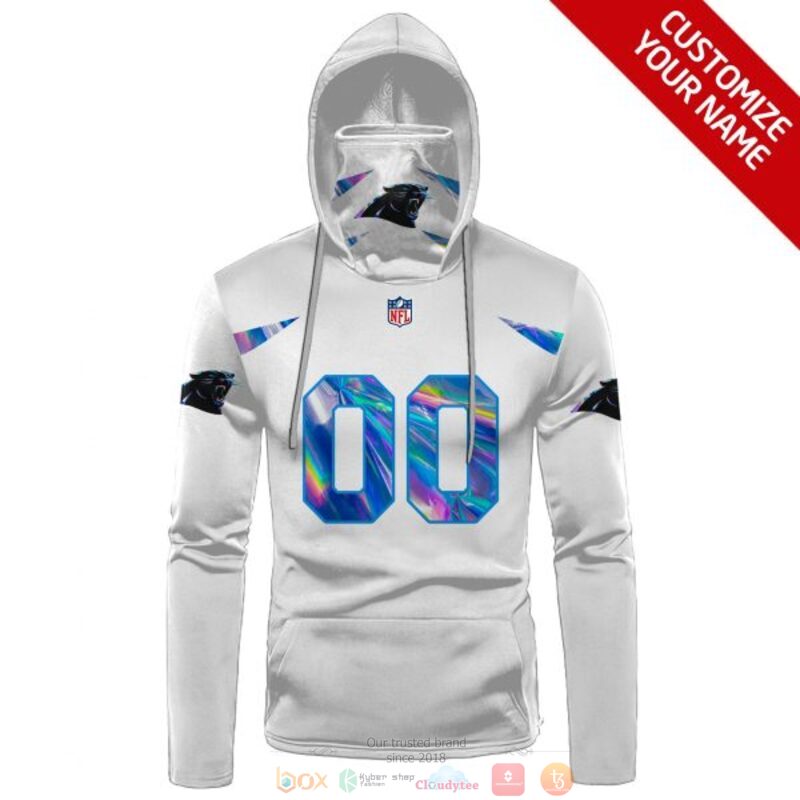 Personalized NFL Carolina Panthers white custom 3d hoodie mask 1