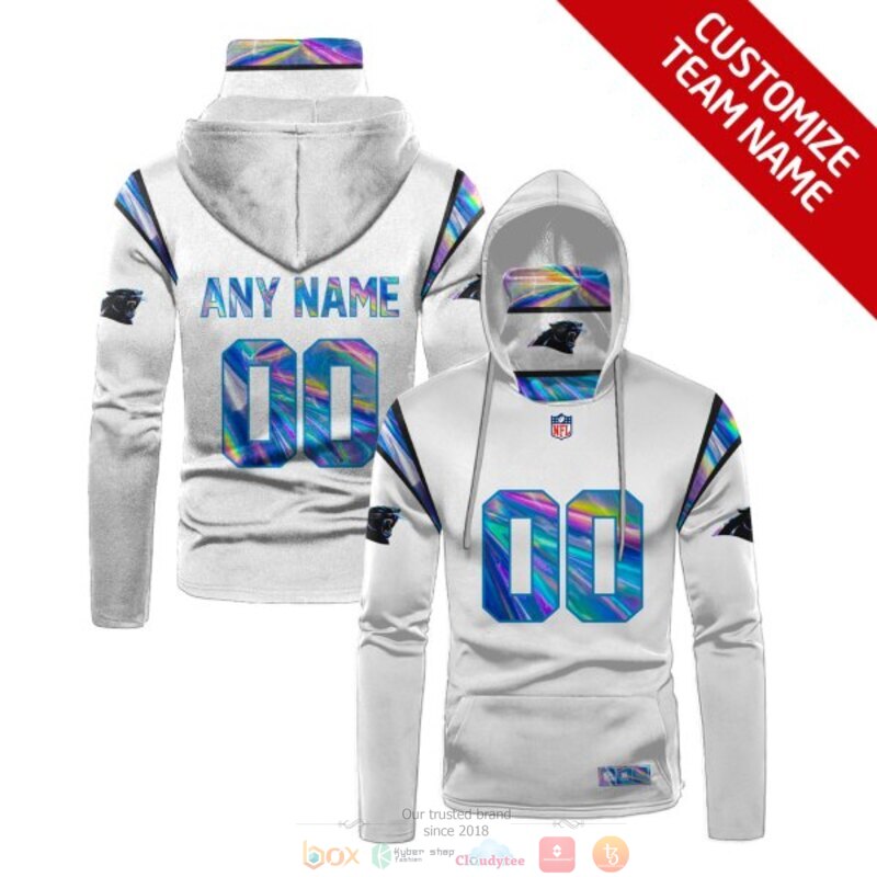 Personalized NFL Carolina Panthers white hologram custom 3d hoodie mask