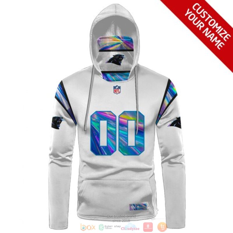 Personalized NFL Carolina Panthers white hologram custom 3d hoodie mask 1