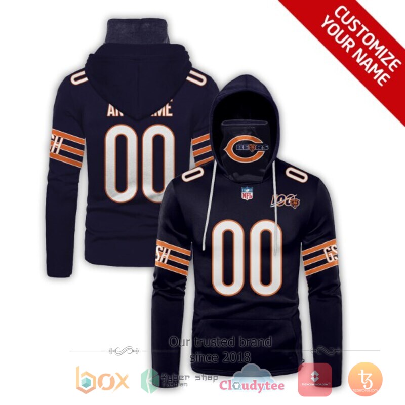 Personalized NFL Chicago Bears Navy 3d hoodie mask 6 Personalized NFL Chicago Bears Navy 3d hoodie mask
