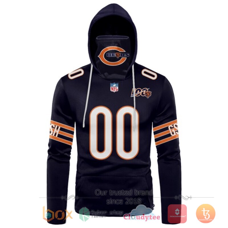 Personalized NFL Chicago Bears Navy 3d hoodie mask 2 Personalized NFL Chicago Bears Navy 3d hoodie mask 1